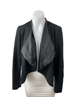Anthropologie Elevenses Black Long Sleeve Crop Drape Blazer Coat Open Jacket 2